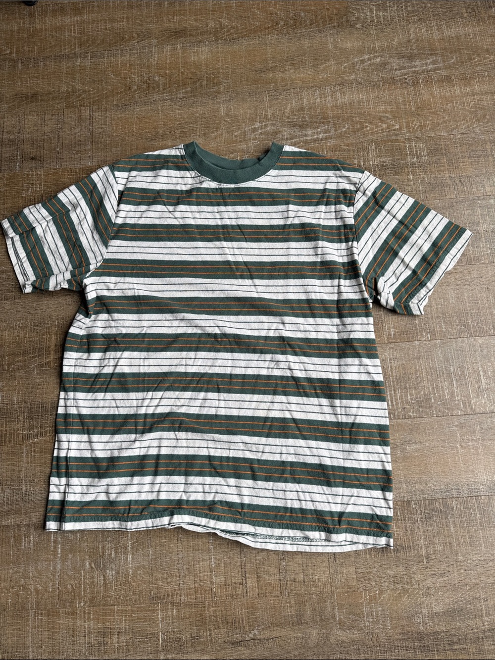 Rhythm Vintage Green White Stripe Crewneck Tee Men's Large Surf